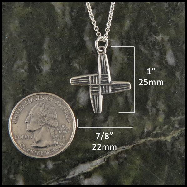 Stylized St Brigid Celtic Cross in Sterling Silver
