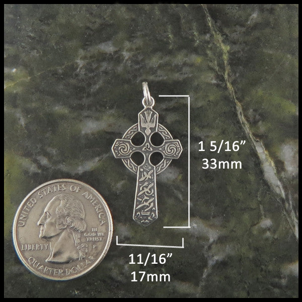 Trinity Celtic Cross dimensions 1 5/16" by 11/16"