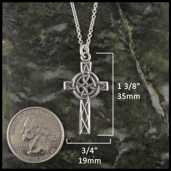 Blackwater Cross in Sterling Silver measures 3/4" by 1 3/8"