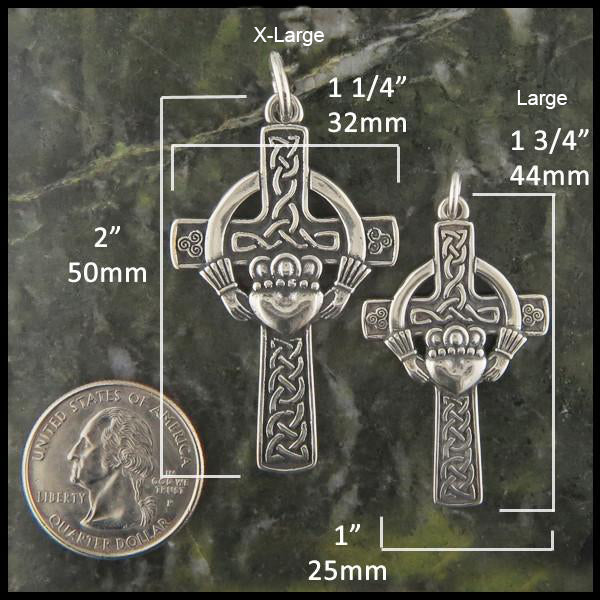Extra Large cross measures 1 1/4" by 2" and Large Cross measures 1 3/4" by 1"