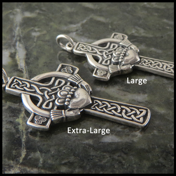 Sterling Silver Claddagh Celtic Cross Pendant