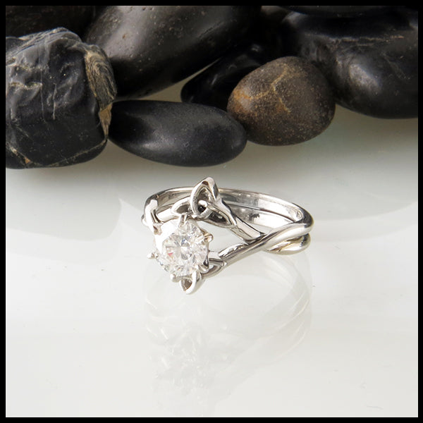 Interlocking Trinity Wedding Set in 14K White gold with 1.00 CT Diamond