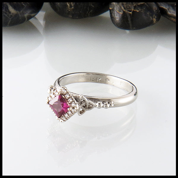 Rhodelite Garnet Celtic Engagement Ring