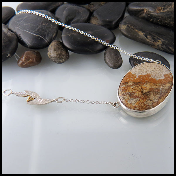 Jasper fox pendant in sterling silver with gold accent