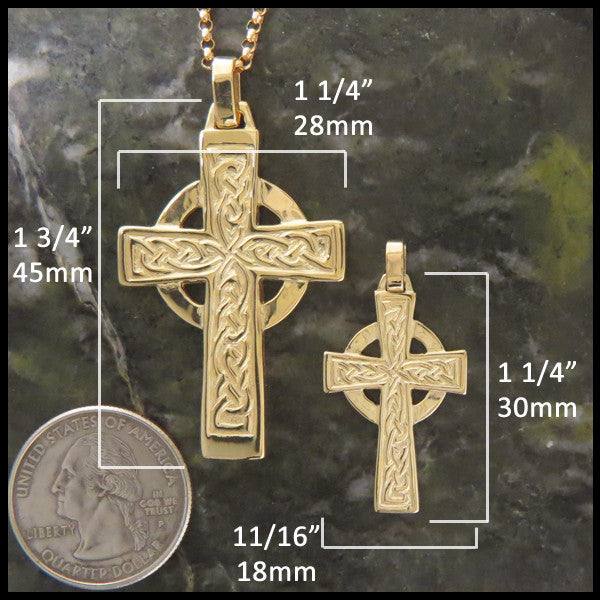 Traditional Celtic Knot Cross in 14K Gold