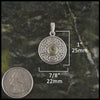 Wheel of Life pendant measures 1" by 7/8"
