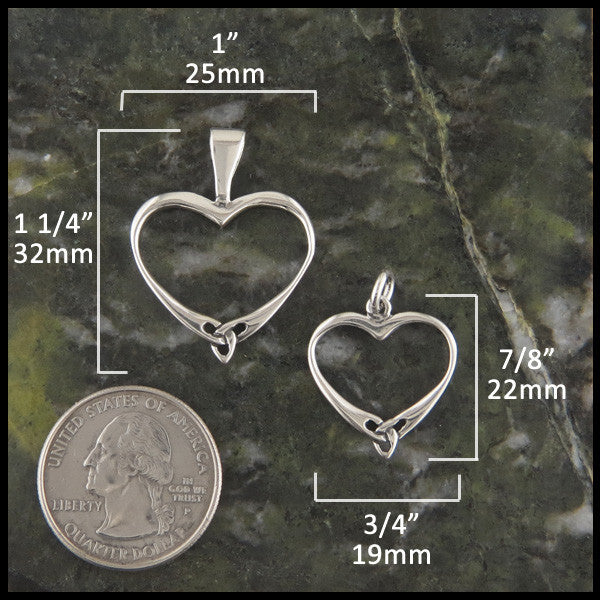 Large pendant measures 1" by 1 1/4" and small pendant measures 7/8" by 3/4"