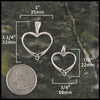 Large pendant measures 1" by 1 1/4" and small pendant measures 7/8" by 3/4"