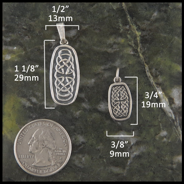 Large and Small Celtic Knot pendants in Sterling Silver