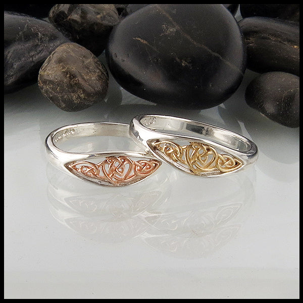 Celtic Heart knot ring in Gold and Silver