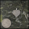 Small Celtic Heart knot necklace in Sterling Silver measures 3/4" by 3/4"