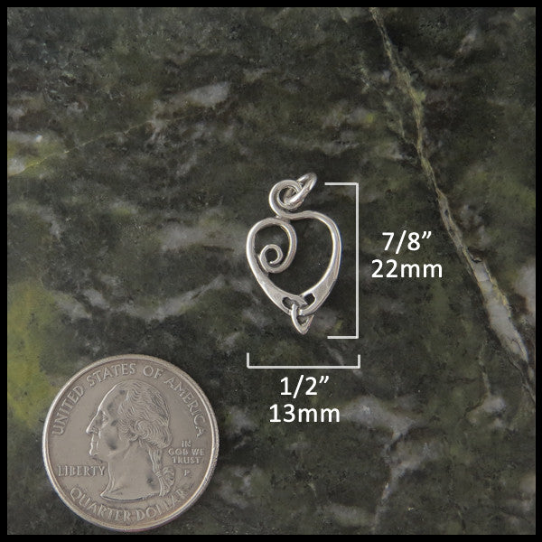 Small Spiral heart Celtic pendant in Sterling Silver