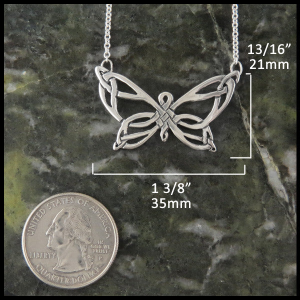 Butterfly Celtic pendant measures 13/16" by 1 3/8"