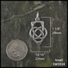 Small Father's Knot Celtic pendant measures 1 1/8" by 13/16"