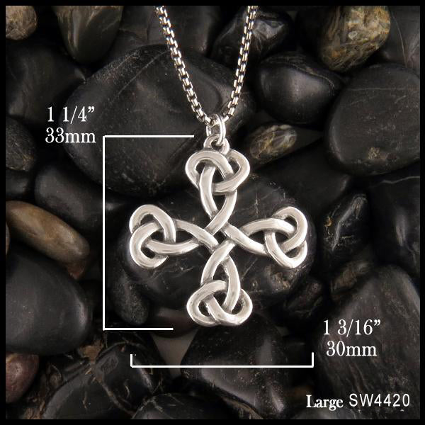 Large Celtic Equal Arm Cross Pendant measures 1 1/4" by 1 3/16"