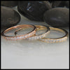 14k rose white and yellow gold narrow milgrain stacking rings set with diamonds