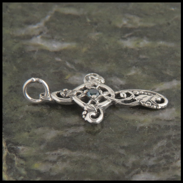 Feminine Ivy Celtic Cross with Gemstones