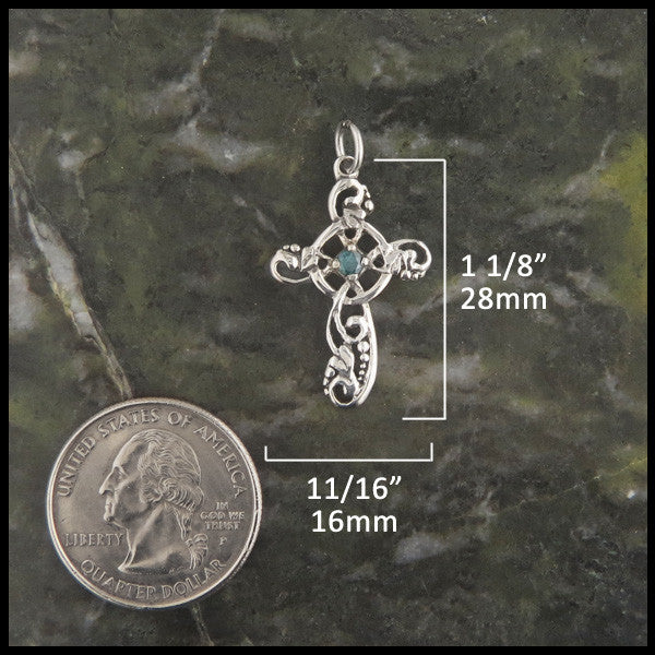 Feminine Ivy Celtic Cross with Gemstones