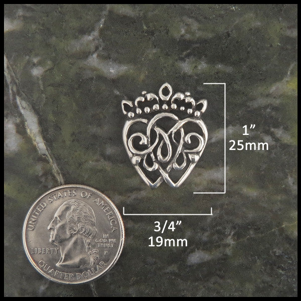 Scottish Luckenbooth Pendant or Brooch in Sterling Silver measures 1" by 3/4"