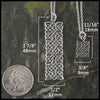 Large Pendant measures 1 7/8" by 1/2" and Small Pendant measures 11/16" by 3/8"