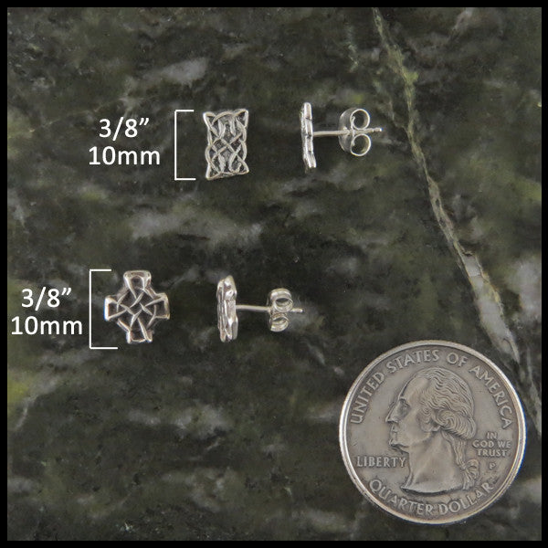 Unique Celtic Knot Post earrings in Sterling Silver measure 3/8"