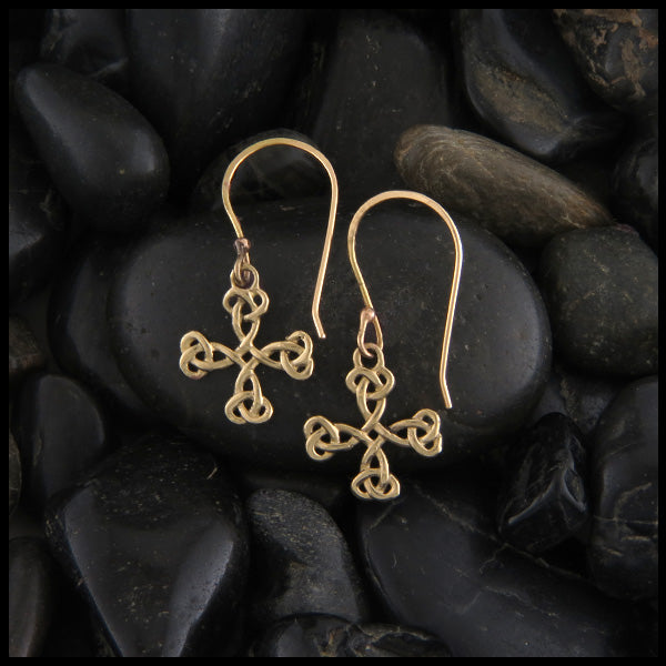 celtic cross earrings in gold