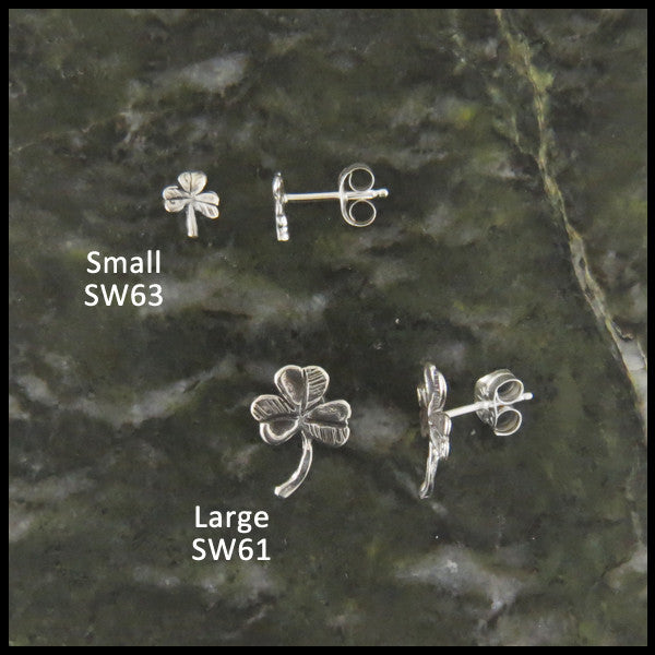 Shamrock post earrings in two sizes