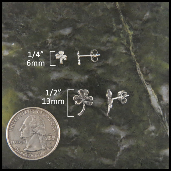 Shamrock post earrings in two sizes in Sterling Silver