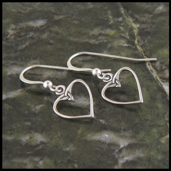 Heart Knot Earrings in Sterling Silver