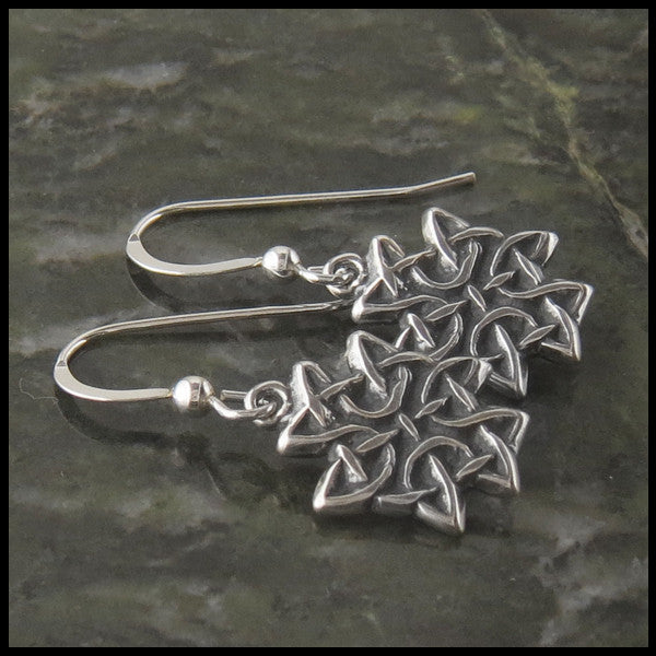 Celtic Knot Cross drop earrings in Sterling Silver