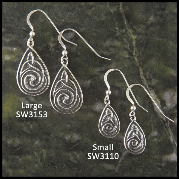 Trinity Drop Celtic earrings in Sterling Silver