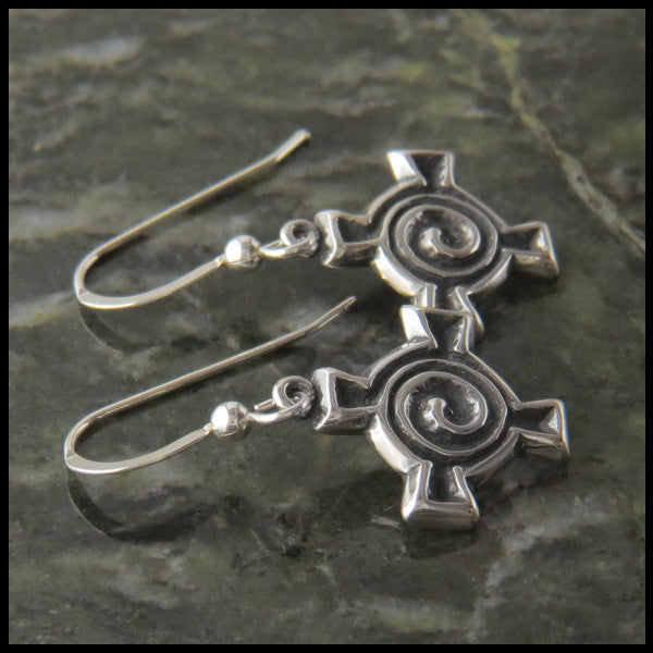 Spiral Cross earrings in Sterling Silver