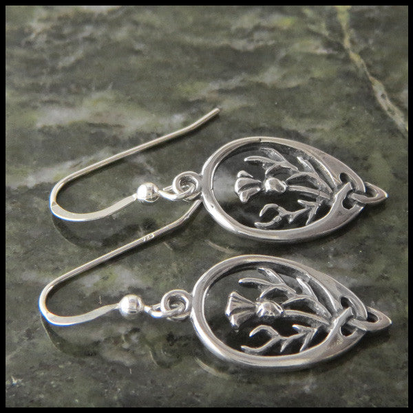 Thistle drop earrings in  Silver
