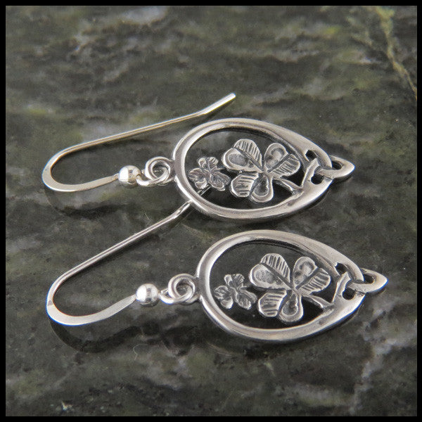 Irish Shamrock drop earrings in Sterling Silver