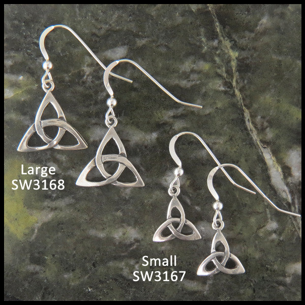 Sterling Silver drop or post triquetra earrings two sizes