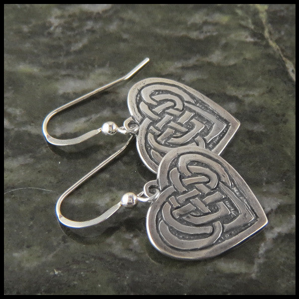 Celtic Jeannie\'s Heart Earrings in Silver | Walker Metalsmiths