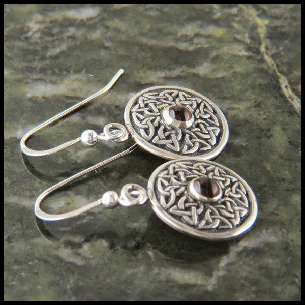 Celtic Drop Wheel of Life earrings with Gemstones