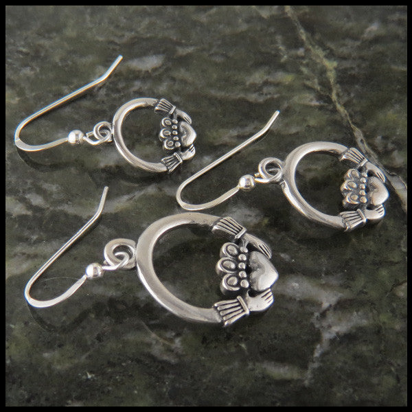 Claddagh Earrings in Sterling Silver