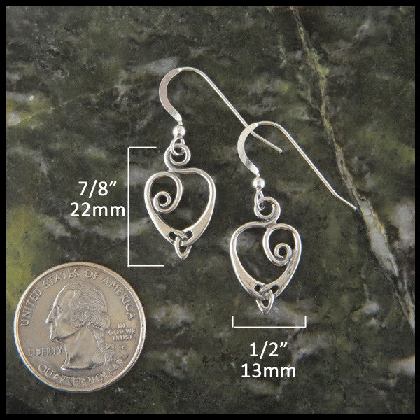  Celtic Knot Heart drop earrings in  Silver