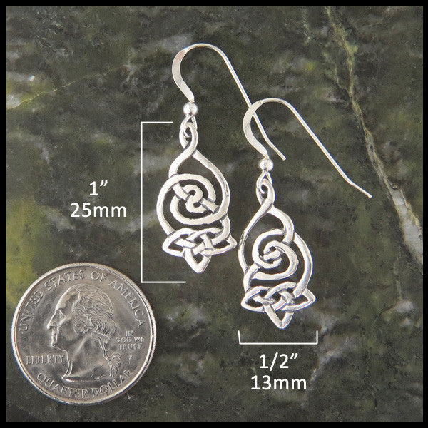 Corryvreckan earrings measure 1" by 1/2"