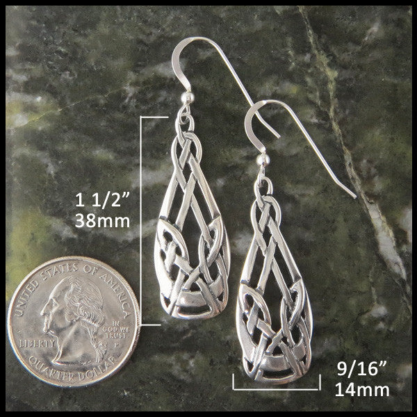 Art Nouveau earrings measure 1 1/2" by 9/16"