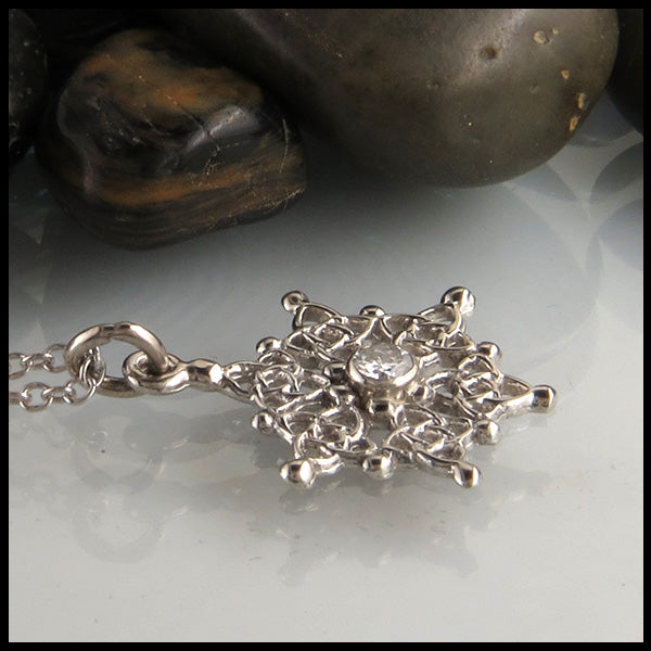 small diamond snowflake pendant