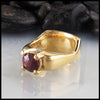 Rhodolite garnet ring in yellow gold