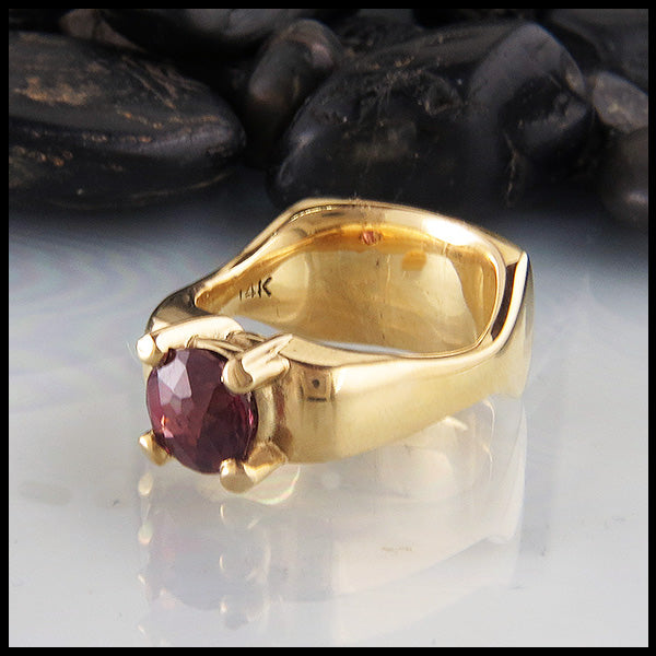 Rhodolite garnet ring in yellow gold