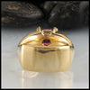 Reverse view of Rhodolite Garnet ring in yellow gold