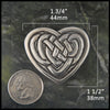 Celtic Heart brooch in Sterling Silver measures 1 3/4" by 1 1/2"
