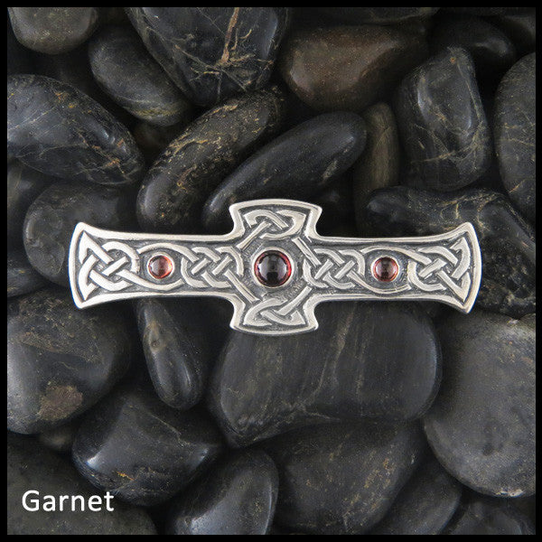 Sterling Silver Lapel Kilt Pin with Garnet