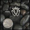 Small Scottish Luckenbooth brooch in Sterling Silver measures 1" by 7/8"