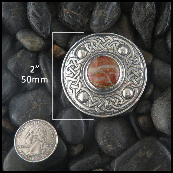 Sterling Silver brooch with Iona Bloodstone measures 2"