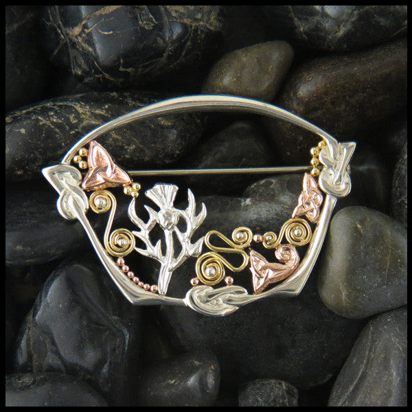 Sterling Silver and Gold Scottish Thistle Brooch